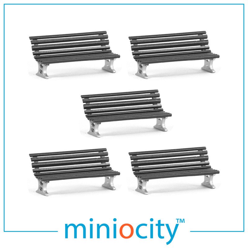 076-707 Station Benches - Black (Pack of 5) OO Gauge 1:76 scale