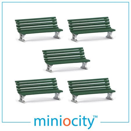 076-708 Station Benches - Green (Pack of 5) OO Gauge 1:76 scale